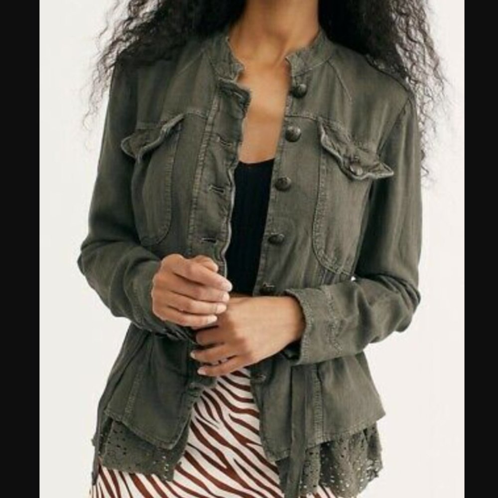 Free People Emilia lace military jacket